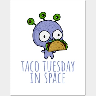 Kawaii Alien Taco Tuesday Alien Eat Taco Fiesta Posters and Art